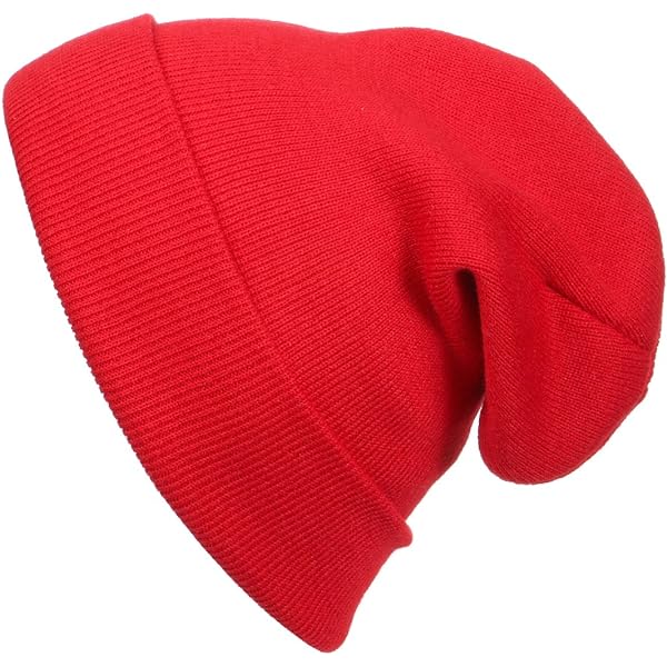 Cap911 Unisex Plain 12-Inch Long Red Beanie Soft Winter Hats