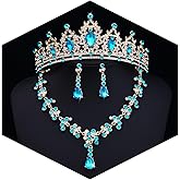 Feltent Tiaras and Crowns Jewelry Set for Women Tiaras Earrings and Necklace for Wedding Rhinestone Crystal Bridal Jewelry Sets for Costume Birthday Party Prom Gifts