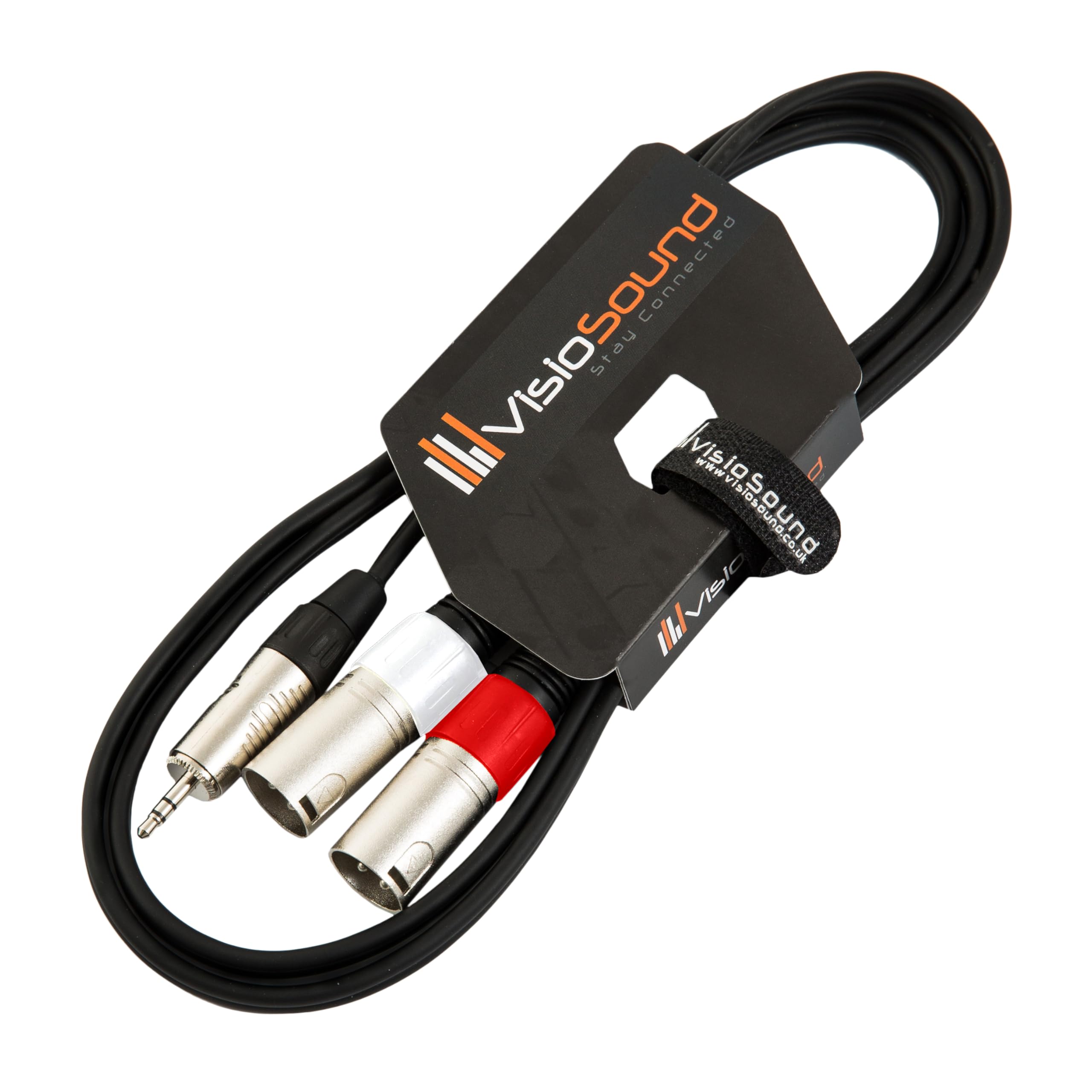 VisioSound 3.5mm Stereo TRS Mini Jack to Twin 2 x Male XLR Lead/Audio Signal Cable 1.5m