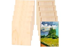 ZEONHEI 10 Pcs 9 x 12 Inch Wood Panel Canvas Bulk, Unfinished Wood Canvas Panels, Wood Cradle Boards for Painting, Pouring Art, Crafts