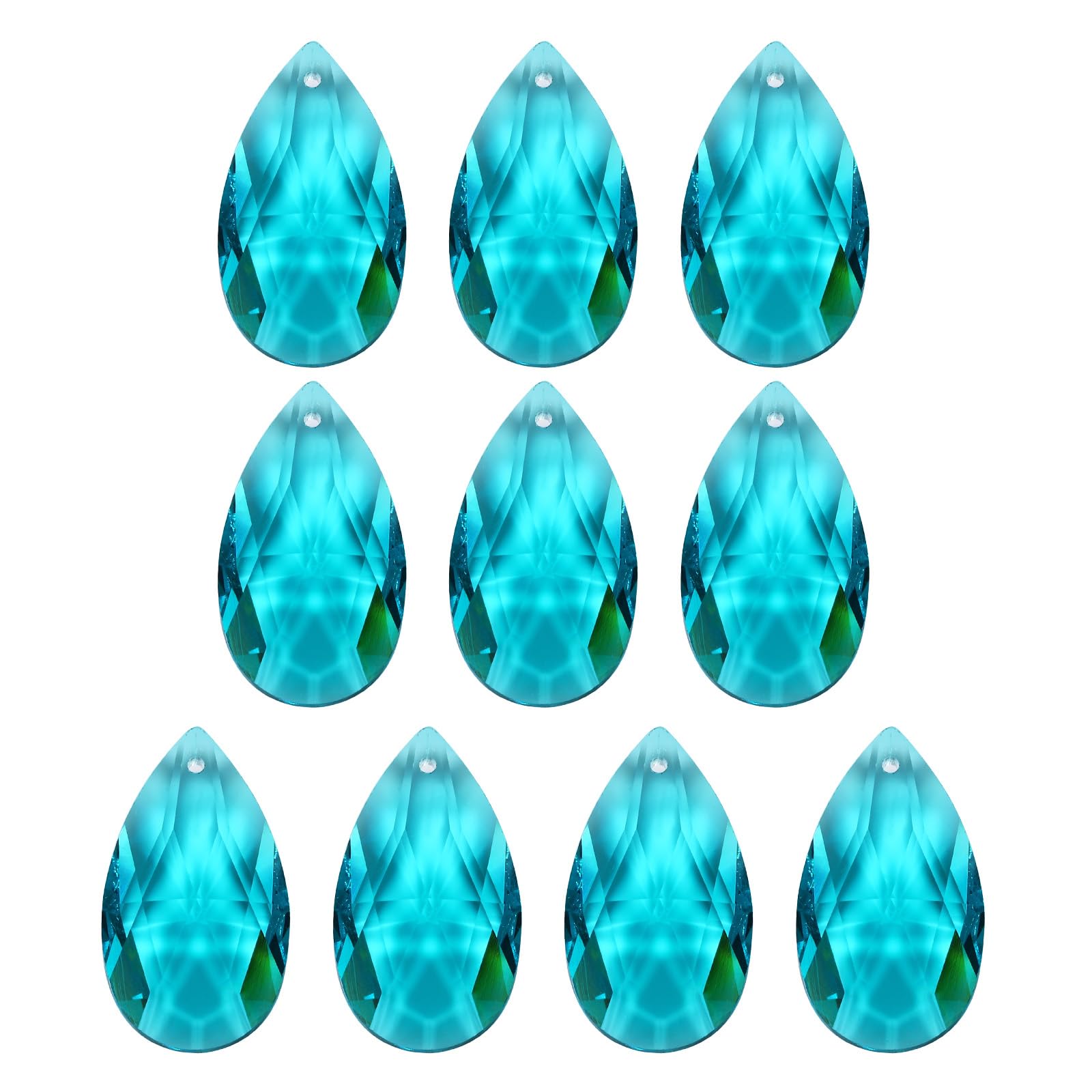 PATIKIL K9 Crystal Pendants Teardrop Beads, 10 Pack 38mm Chandelier Prisms Parts Hanging Beads DIY Lamp for Arts Crafts Decoration, Navy Blue