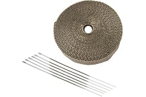 SWI Parts 1" X25ft Titanium Pipe Insulation Wrap Heat Exhaust Wrap W/6 Stainless Steel Zip Ties