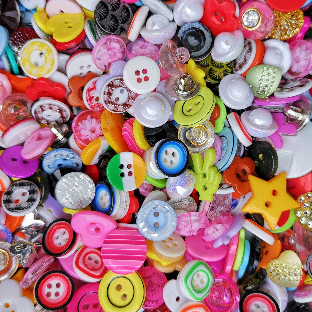 Chenkou Craft Random 100pcs Plastic Buttons DIY Sewing Craft Accessory (mix)