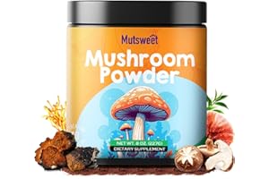 MUTSWEET Mushroom Powder Supplement, 75 Servings 10 Mushrooms Blend for Coffee & Smoothies, 8 oz Mushrooms & Rhodiola Rosea with Lions Mane, Reishi, Chaga, Cordyceps for Energy, Memory, Immune