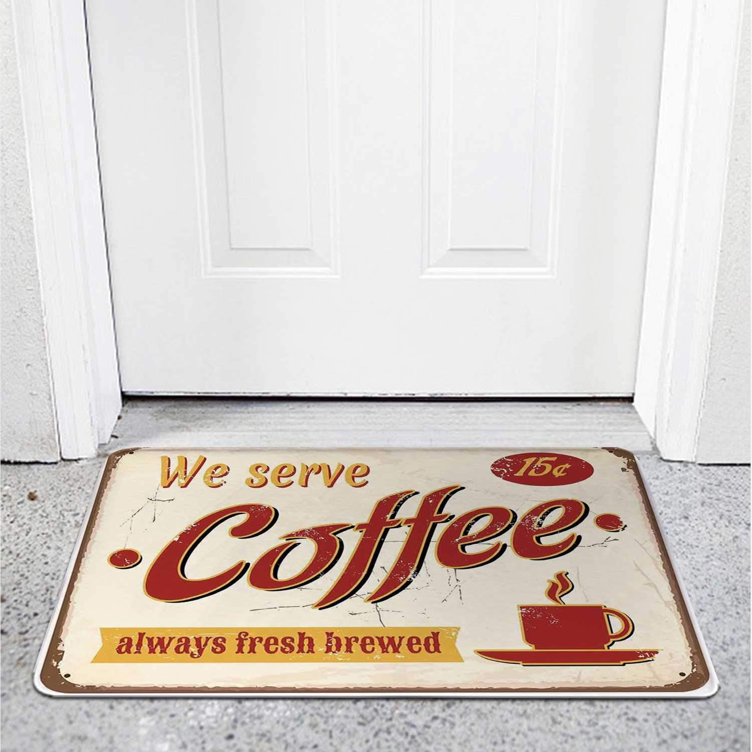 1950s DColorfulr,Indoor Rug Interesting Finds Retro Style Tin Rusty Faded Fresh Brewed Coffee Print from Old Days Fifties Art Work Ashley Furniture 2 x 3 ft