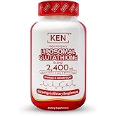 KEN High Potency Liposomal Glutathione with MCT Oil, Antioxidant for Cell Protection, Immune & Liver Support, 2400 mg Blend with Vitamin C & E for Energy & Skin, Non-GMO 120 Halal Bovine Softgels