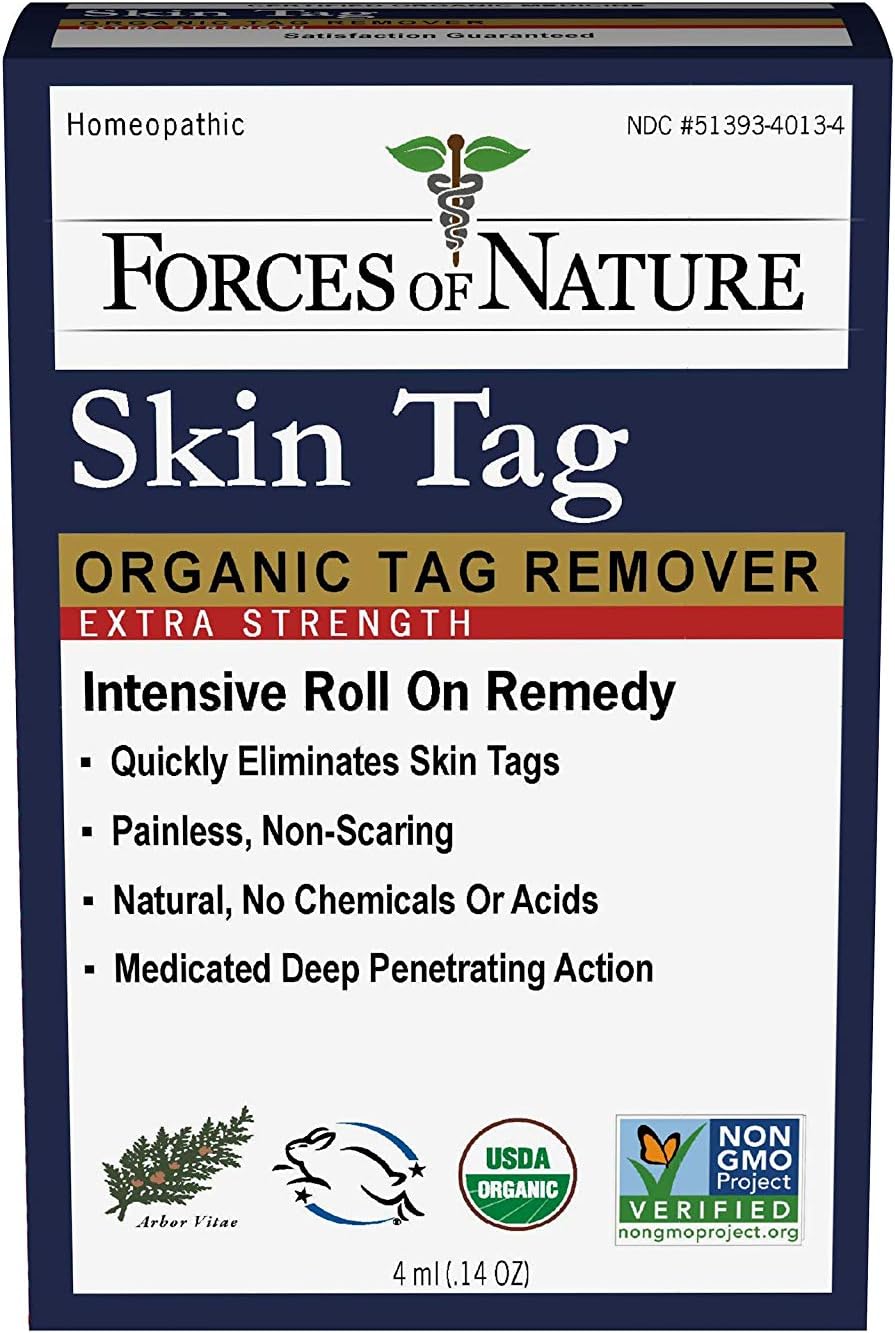 Forces Of Nature -Natural, organic skin Tag Extra Strength Remover (4ml) Non Gmo, No Harmful Chemicals -Safe, Pain & Scar Free, Leaving Skin Smooth & Healthy: Health & Personal Care