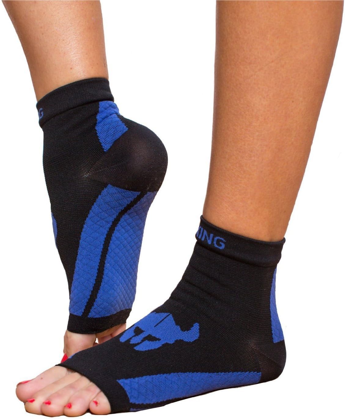 Viking Guards Foot Sleeve Plantar Fasciitis Compression Sock with Optional Heel Cups for Heel Pain - For Men and Women - 1 Pair (Small)