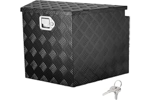 VEVOR Trailer Tongue Box, Aluminum Alloy Diamond Plate Tongue Box Tool Chest, Heavy Duty Trailer Box Storage with Lock and Ke