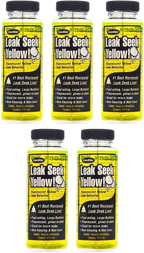 ComStar 90-203 Leak Seek Gas Leak Detector, 8 oz. Bottle, Fluorescent Yellow (Fіvе Расk)