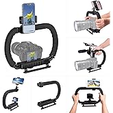 3-Shoe DSLR/Mirrorless/Action Camera Camcorder Phone Stabilizer Expansion Cage Mount Moviemaking Holder Rig YouTube Tiktok Vlogging Video Kit Compatible with GoPro Canon Nikon Sony iPhone Android