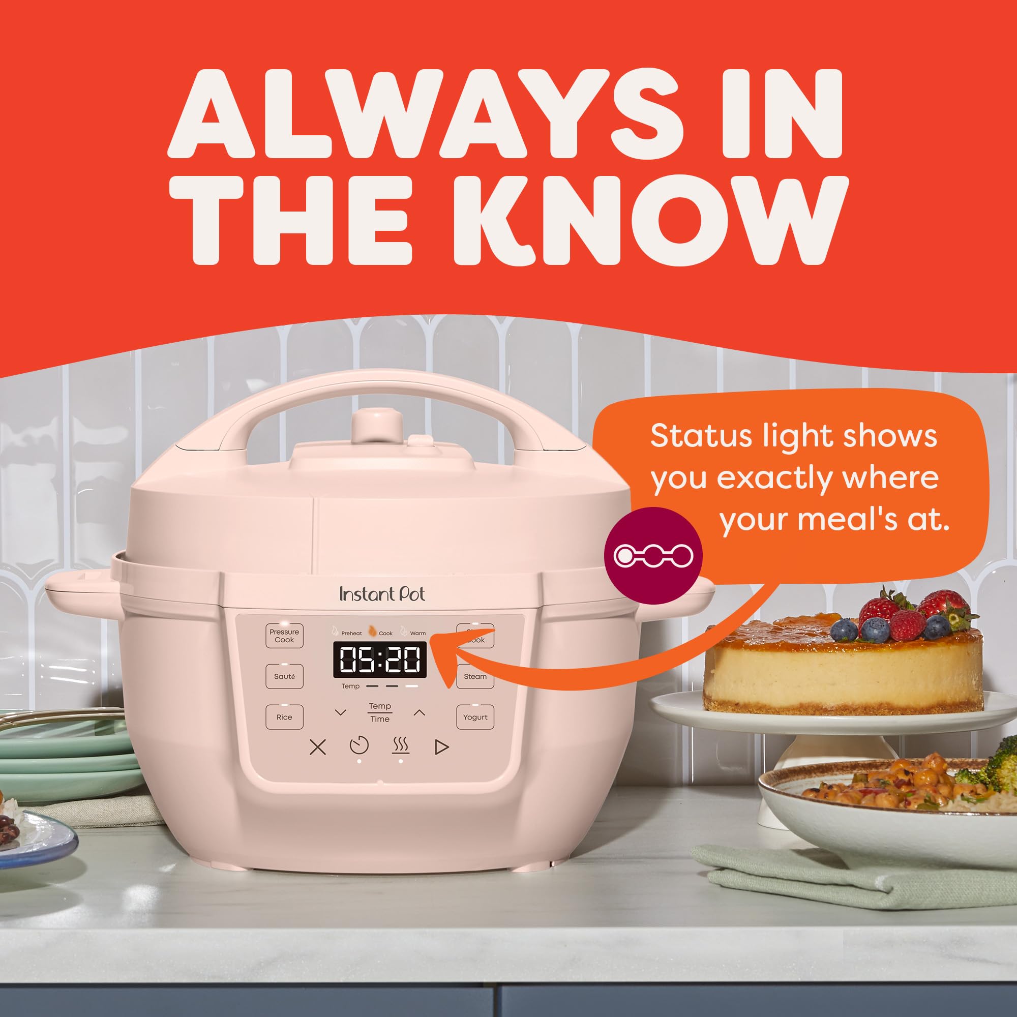 Instant Pot 4QT RIO Mini 7-in-1 Multi-Cooker, Pressure Cooker, Slow cook, Sauté, Steam, Rice Maker, Yogurt, & Warmer, Rosewater, 4 Quarts