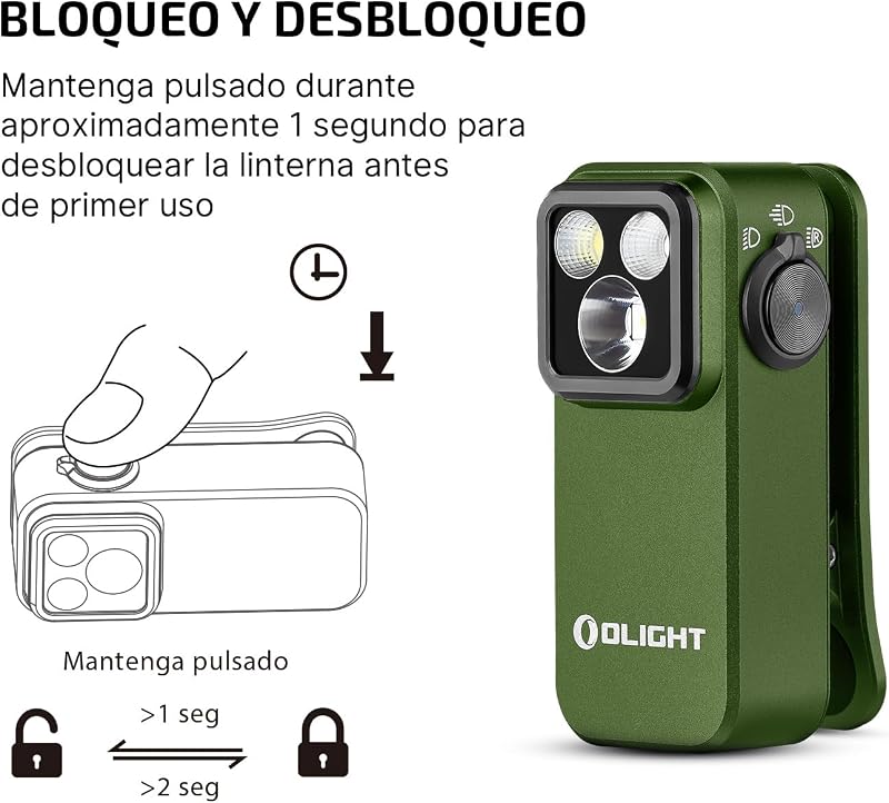 Oclip Pro Mini Linterna de Clip EDC Recargable 500LM 120M