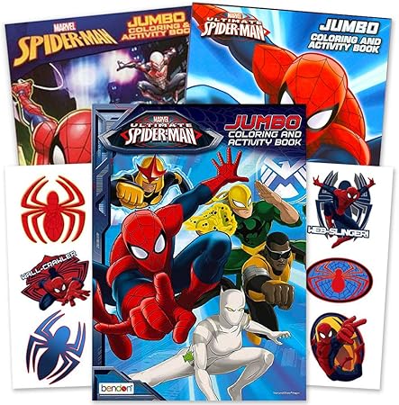 Amazon Marvel スパイダーマン塗り絵セット シール ポスター付き 3冊 ぬりえ おもちゃ