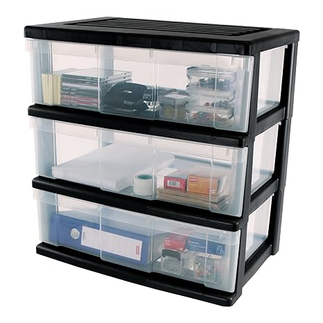 Iris Ohyama Europe Storage 3 Black Wheels Tower Unit Three