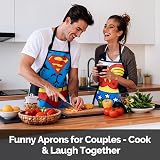 Cycorld Funny Apron Set for Couples - Superman + Wonder Woman, 2pcs view 6