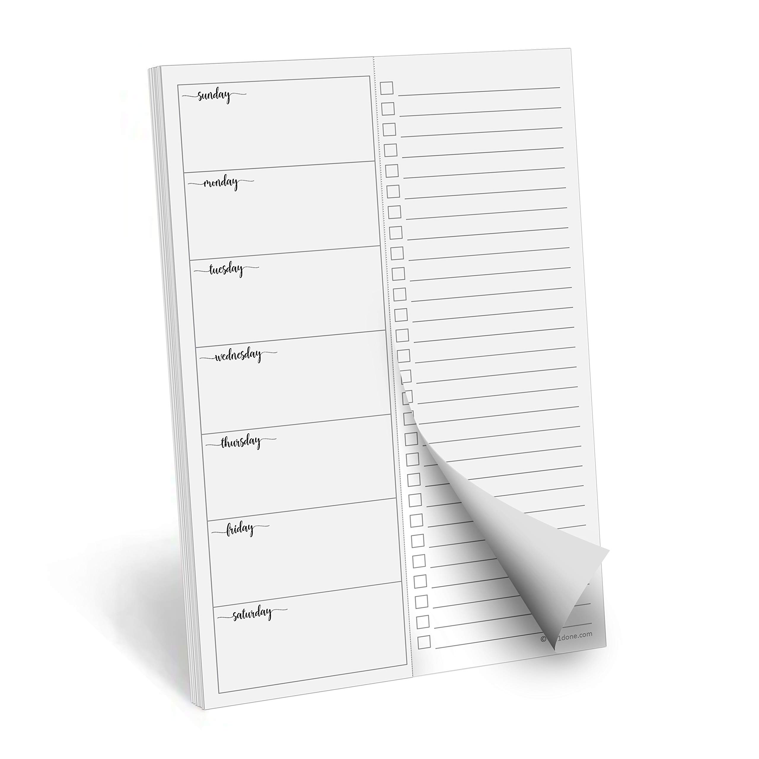 321Done Weekly Plan with Checklist Notepad – 50 Sheets (5.5x8.5) Small – Made in USA - Two Column, Minimalist to-Do Planning Memo Pad, Simple Planner Schedule Inserts Sunday Start