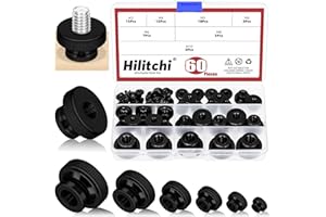 Hilitchi 60PCS 6 Sizes Knurled Thumb Nuts Assortment Kit M3 M4 M5 M6 M8 M10 Adjusting Round Knobs Fasteners Nuts Black Zinc Carbon Steel Knurled Nut High Head Through Hole for 3D Printer Parts