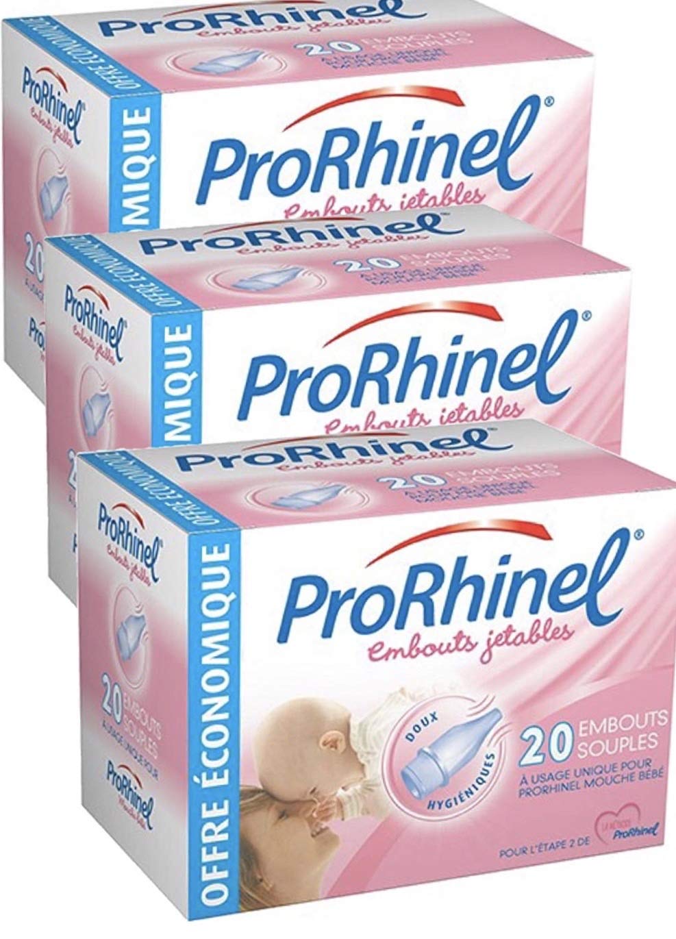 ProRhinel Soft Disposable Nozzles for Baby Flies, 3 Boites de 20
