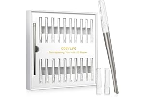 COSYLIFE Dermaplaning Tool for Face Exfoliation, with 20 Replaceable Blades, Facial Shaver/Eyebrow Razor, Peach Fuzz Removal Eyebrow Shaper for Women, Easy to Use Dermaplaner Help Exfoliate and Smooth Skin