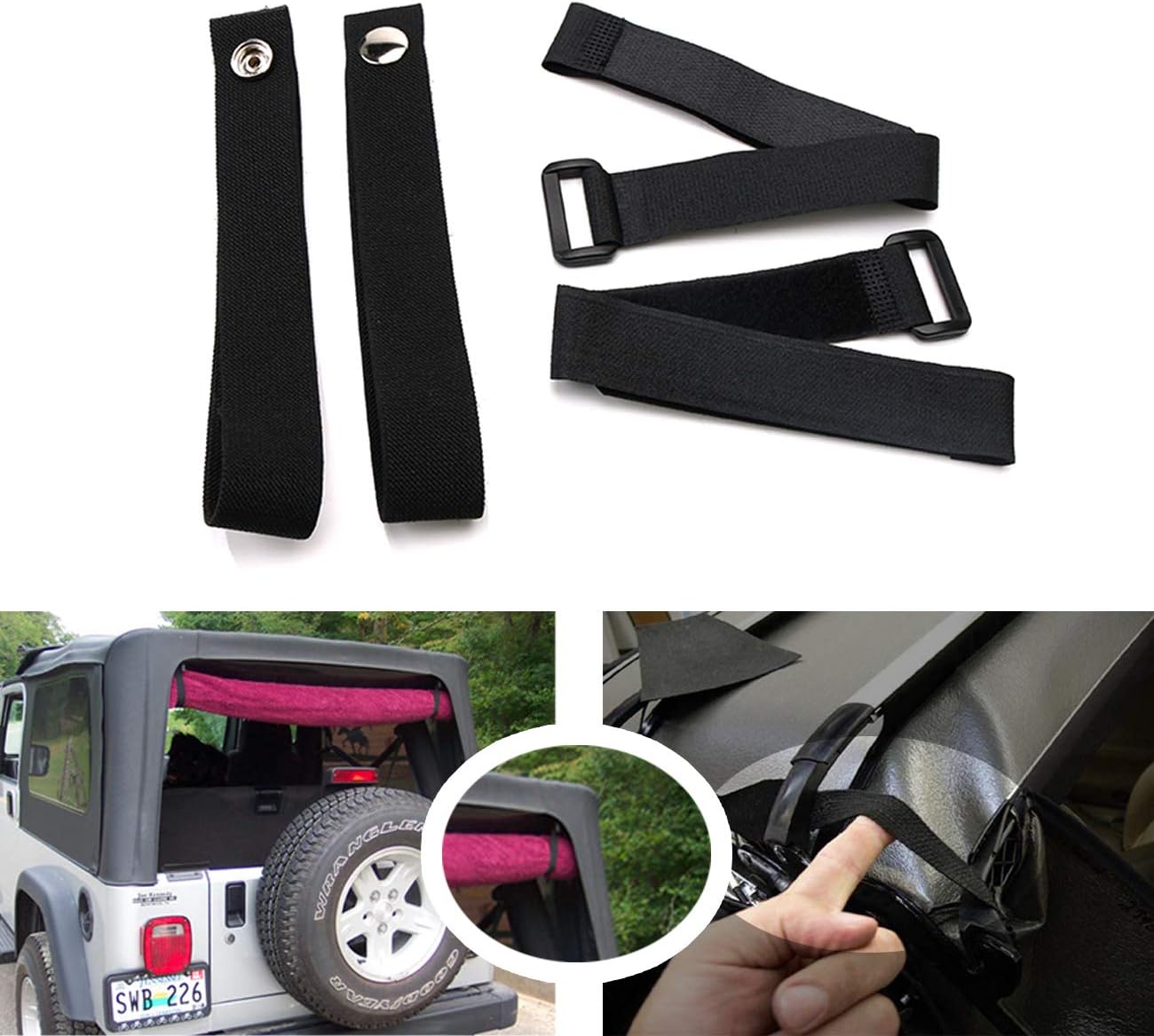 Durable Tie Down Straps Soft Top Straps Window Roll Up Snap