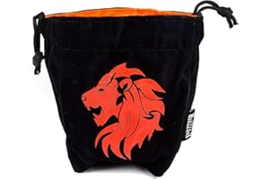 EASY ROLLER DICE CO. Reversible Large Microfiber Dice Bag – Self Standing and Holds over 250 Polyhedral Dice with Drawstring Tie – Multiple Designs Available (Lion)