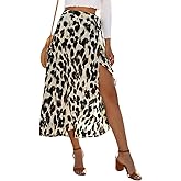 Newchoice Women's Boho Leopard Skirt High Low Split Summer Beach Midi Wrap Skirts