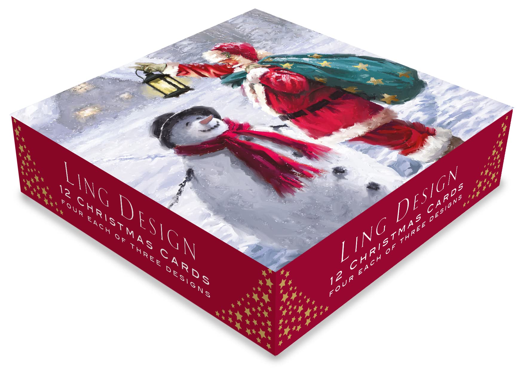 Box of 12 Jolly Festive Santa Assorted Christmas Cards In 3 Designs Boxed Xmas XBD833