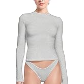 eewoldia Long Sleeve T Shirts for Women Y2K Cotton Slim Fit Tops Crew Neck Going Out Crop Top Fitted Basic Tee 2024