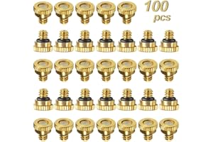 KUWAN 0.016" Orifice (0.4mm) Thread UNC 10/24 Brass Misting Nozzles Low Pressure Atomizing Misting Sprayer Water Hose Nozzle for Greenhouse, Landscaping, Outdoor Cooling Mister System (100PCS)