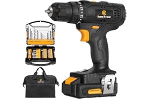 Cordless Drill, 20V Max Lithium-Ion Drill Driver Kit with 2 Variable Speeds, 41pcs Accessories, 16+1 Torque Setting, Built-in LED for Drilling Wood, Soft Metal, Plastic, C P CHANTPOWER