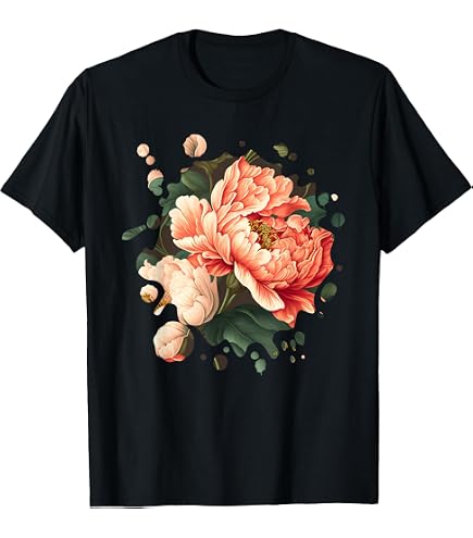 Amazon.com: Peony Shirt Beautiful Pink Peonies Flowers T-Shirt
