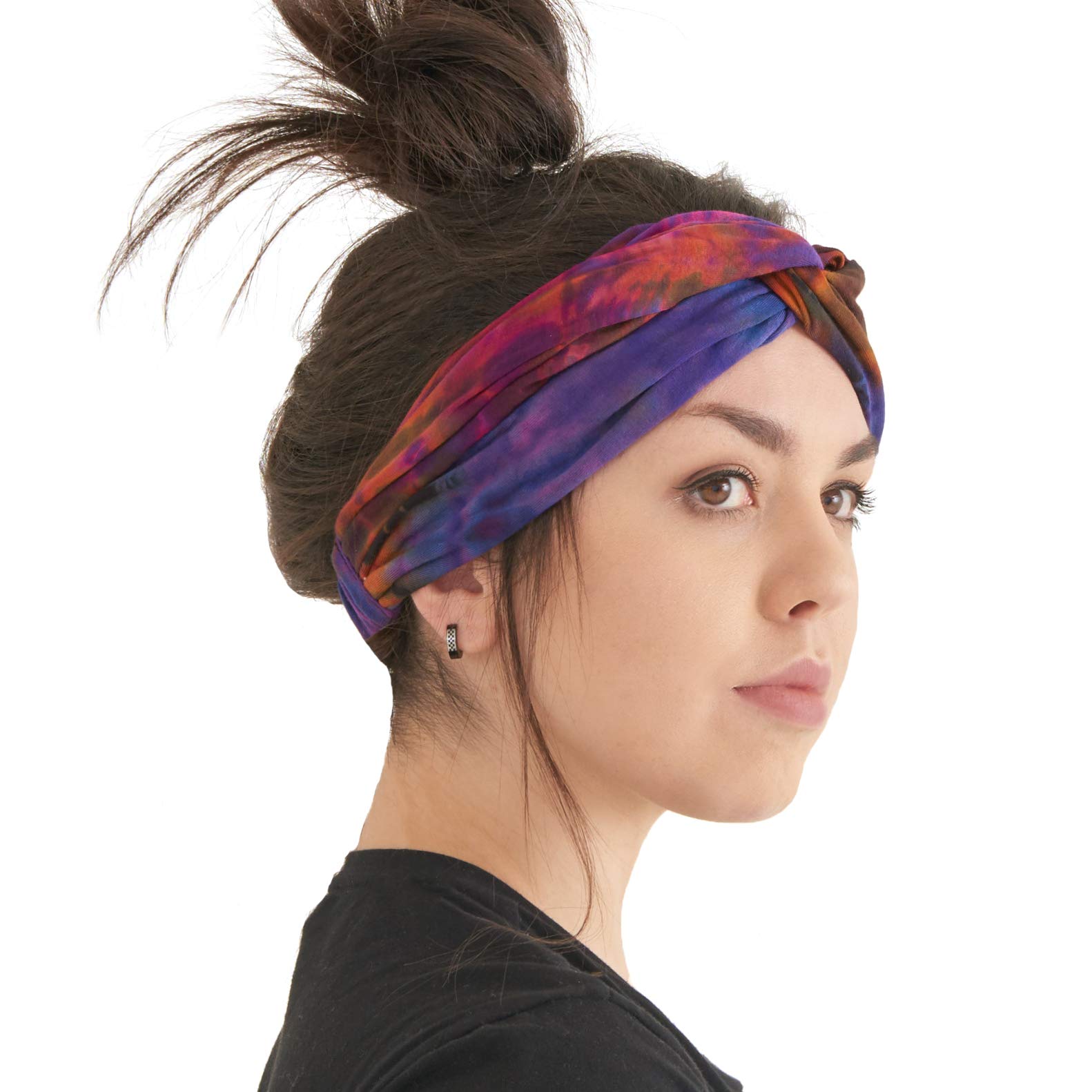 CHARM Womens Tie-Dye Head Wrap - Fashion Turban Headband Hippy Yoga Hairband Twist Knot Festival Hair Band B