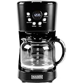 HADEN Coffee Machine, 12 Cup Programmable Drip Coffee Maker | with Auto Shut-Off Function and Reusable Washable Water Filter, Black &amp; Chrome