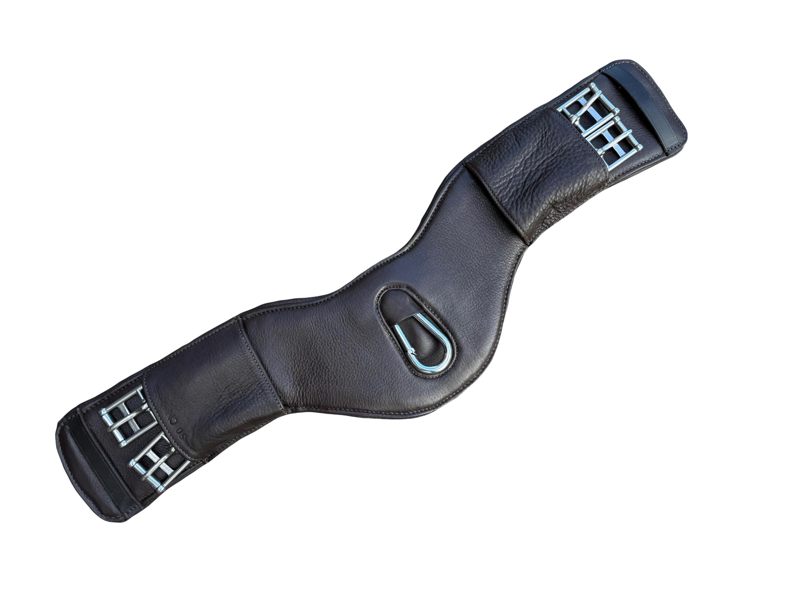 Anatomical Dressage Girth Short Girth Extremely Soft Leather Black & Brown (Brown, 90 cm)