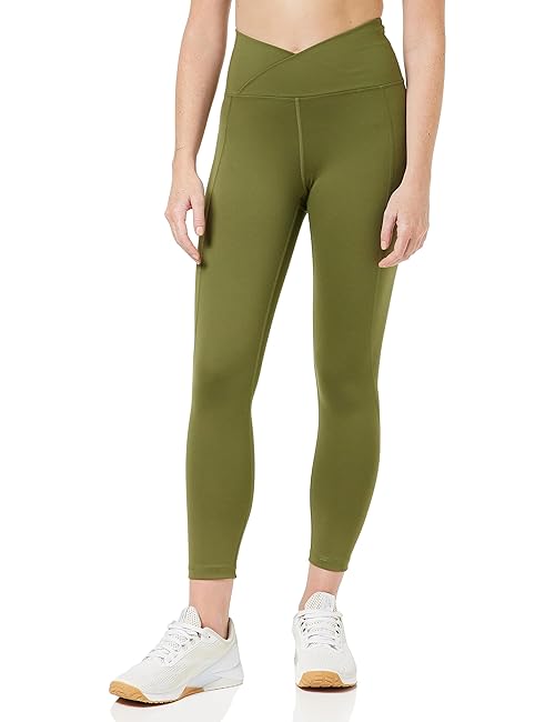 Amazon Essentials Women's Active Sculpt Cross High Waist Bootcut Leggings, Dark Olive, X-Small (Previously Core 10)