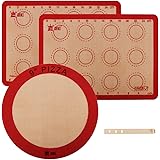 Silicone Baking Mat Set,Heat-Resistant,Non-Stick,Reusable Food Safe Baking Mat,Cookie Baking Mat,Pizza Mat,Macaron Baking Mat