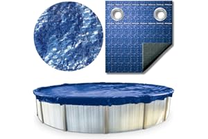 SWIMLINE HYDROTOOLS Super Guard Heavy Duty Pool Cover For Above Ground Swimming Pools |21 FT Cover | Blue / Black | Winch & Cable Included | UV Protected For 18 FT Round Pools | PCO821