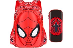 tepxewz Full Printed Anime Backpack Large Capacity Boys Lightweight Cartoon Schoolbag with Pencil Box-16.5''x11.8''x7'' (red)