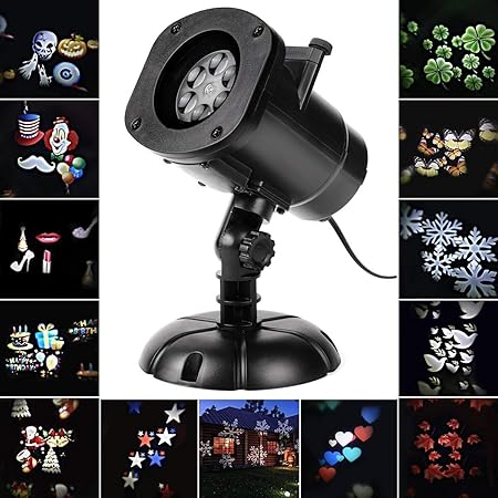Proiettore Luci Di Natale Amazon.Salcar Natale Led Proiettore Luci Ringraziamento Con 12 Disegni Dinamica Statica 3 Gradini Velocita Interno E Esterno Ip65 Amazon It Casa E Cucina