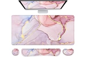 LATEEFAH Large Mouse Pad and Keyboard Wrist Rest, 4-in-1 Extended Mouse Pad with Wrist Support, Non-Slip Desk Mat Protector, Ultra Thick Desk Blotter for Office, Home