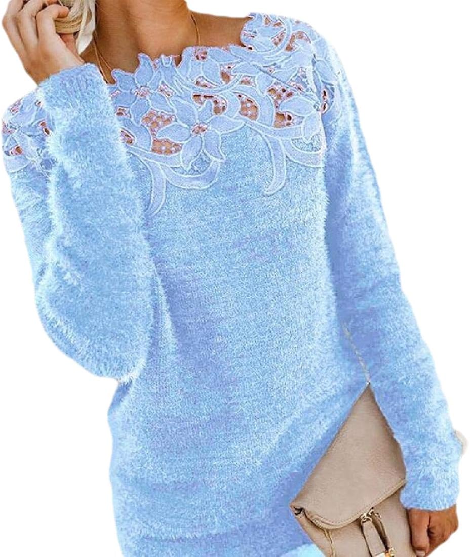 securiuu Damen Pullover mit Langen Ärmeln