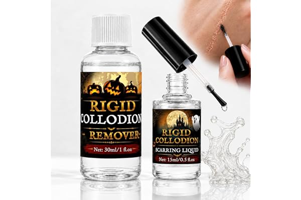 Scar Makeup Kit, Rigid Collodion Specil Makeup Kit with Brush & Remover | Create Realistic Wound-Scar and Wrinkles Effects With Scar Makeup Kit, Easy Layer-Up for Halloween & Cosplay