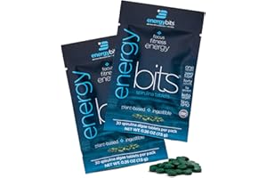 ENERGYBITS - Organic Spirulina Tablets - Plant-Based Algae Superfood - for Focus, Fitness, Energy - Plant Protein - Gluten Free - Collagen, Vitamin B12, Omega 3 - Keto & Vegan - 60 Algae Tablets