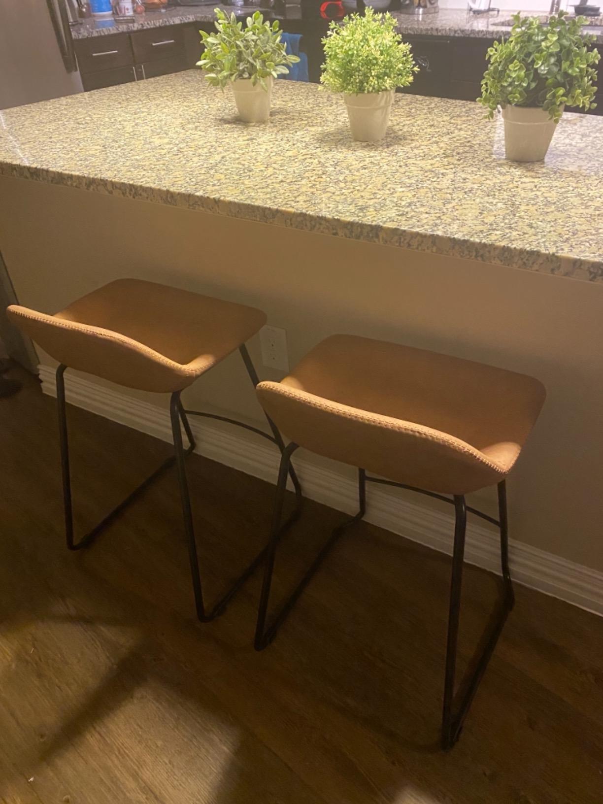 TABURETE VINTAGE En Piel Marrón Y En Metal Dorado De Giner Y Colomer