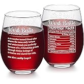 Futtumy Work Bestie Gifts for Coworker Women, Work Bestie Definition Wine Glass, Coworker Office Birthday Christmas Gifts for Women Friend Leaving Farewell Party, 17 oz/500 ml
