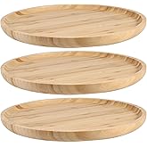 ZEONHEI 3 PCS 12 Inch Round Bamboo Tray, Bamboo Serving Platter Round Wood Plate, Unfinished Wood Tray for Pizza, Cheese, Fruit, Breakfast