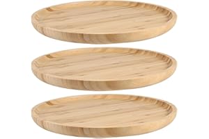 ZEONHEI 3 PCS 12 Inch Round Bamboo Tray, Wood Serving Platter Set for Cheese Fruit Charcuterie Breakfast, Coffee Table Decor