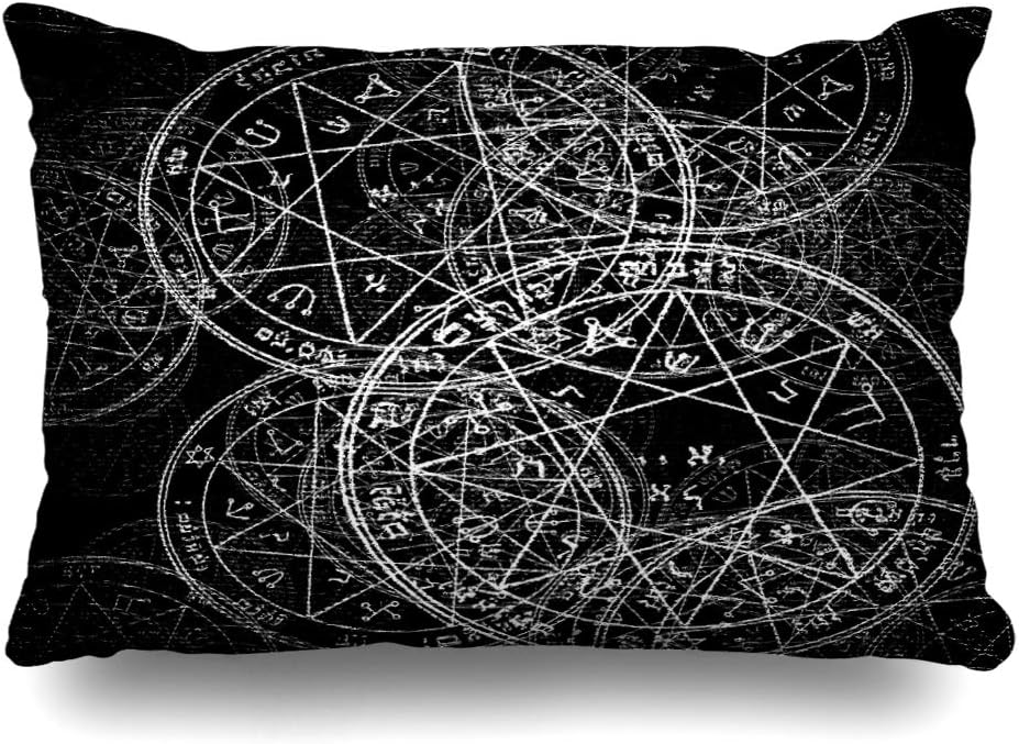 Ahawoso Throw Pillow Cover King 20x36 Inches Demons Geometry Mind Symbol in Wavy Words Effect Jupiter Guardian Pentacle Signs Symbols Abstract Decorative Pillowcase Home Decor Cushion Pillow Case