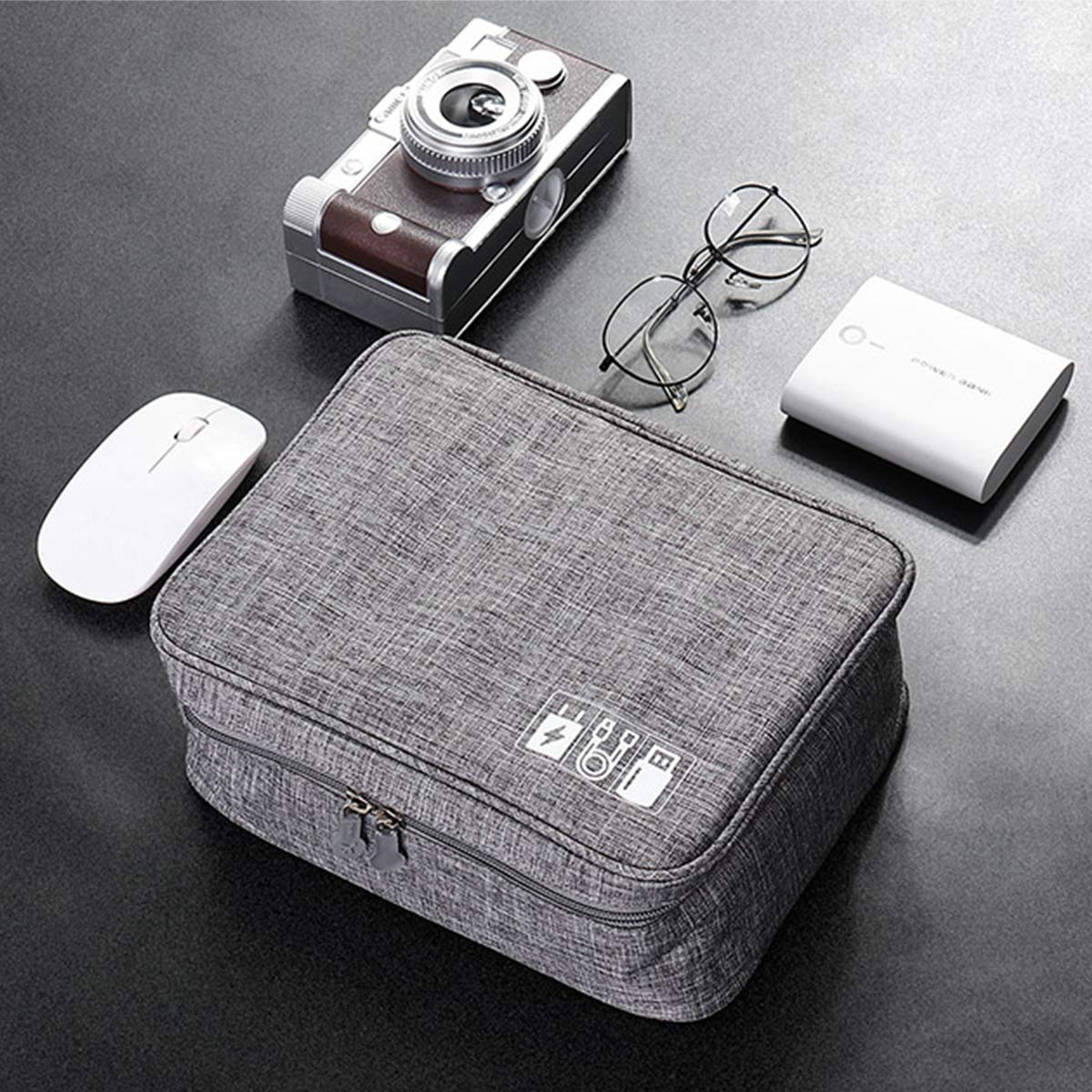 OrgaWise Accessories Bag Cable Case Electronics Organiser, Travel Cable Organisers for Carry Power Bank, Camera, and Memory Card Extra Send 2 pcs Data protect sets